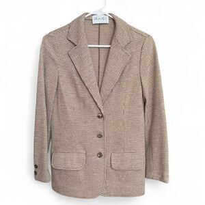 Vintage Butte Knit Tan and brown houndstooth blazer size S